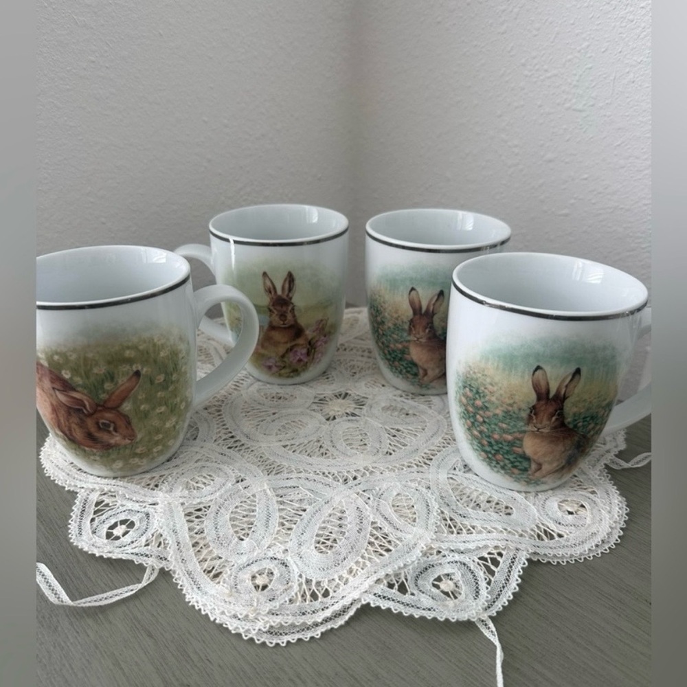Pottery Barn Easter Spring Floral Coffee Mugs cottagecore shabby chic